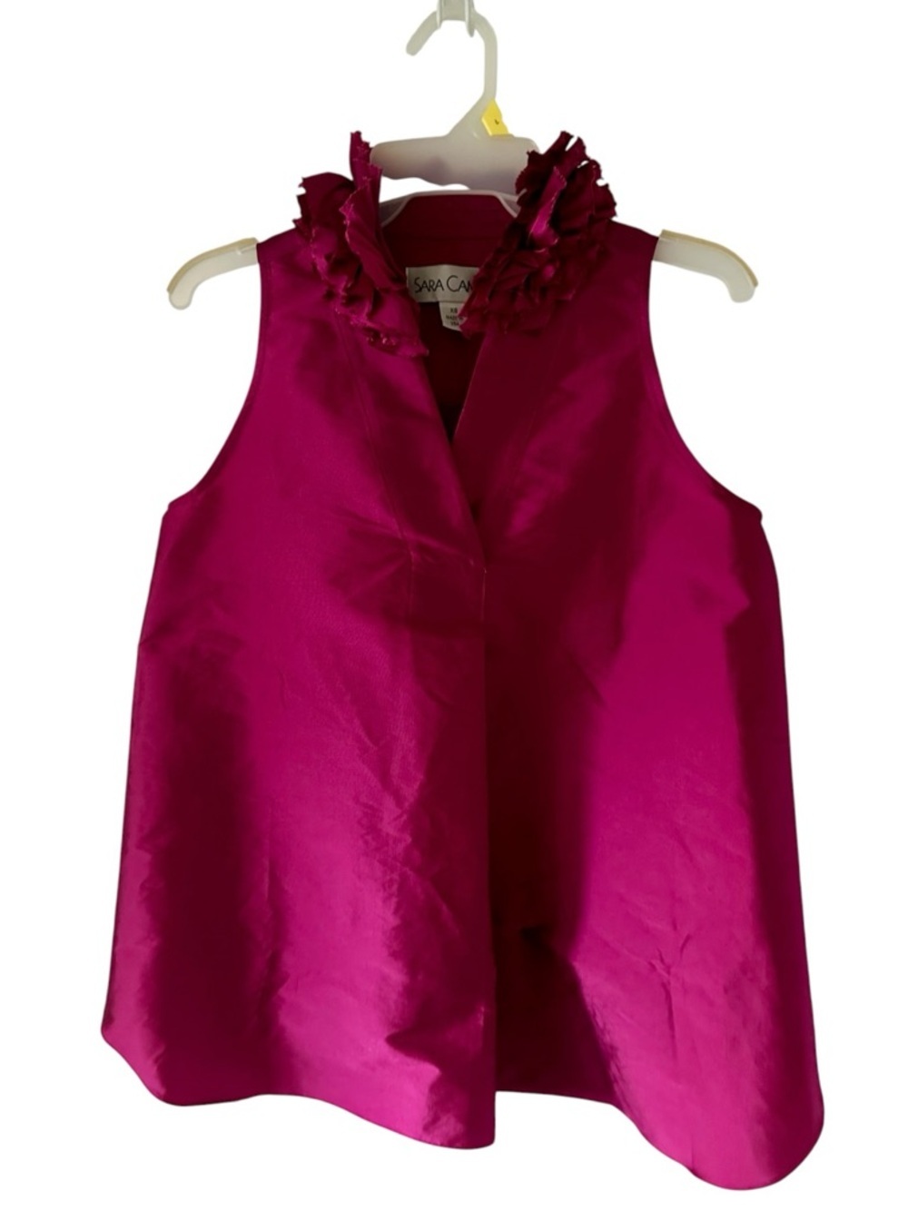 Sara Campbell Vibrant Fuchsia Sleeveless Ruffle-Neck Camisole